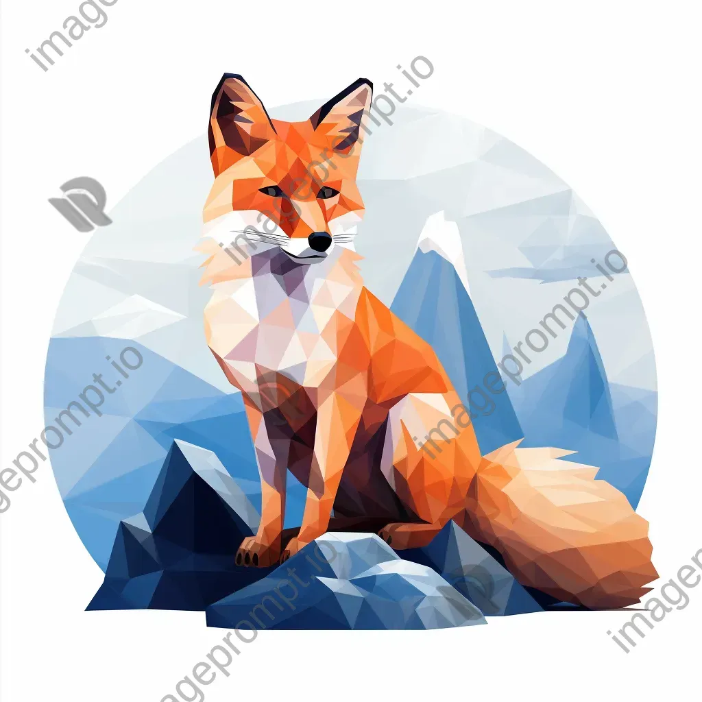 Geometric representation of a fox in snowy landscape in low poly style - Image 2