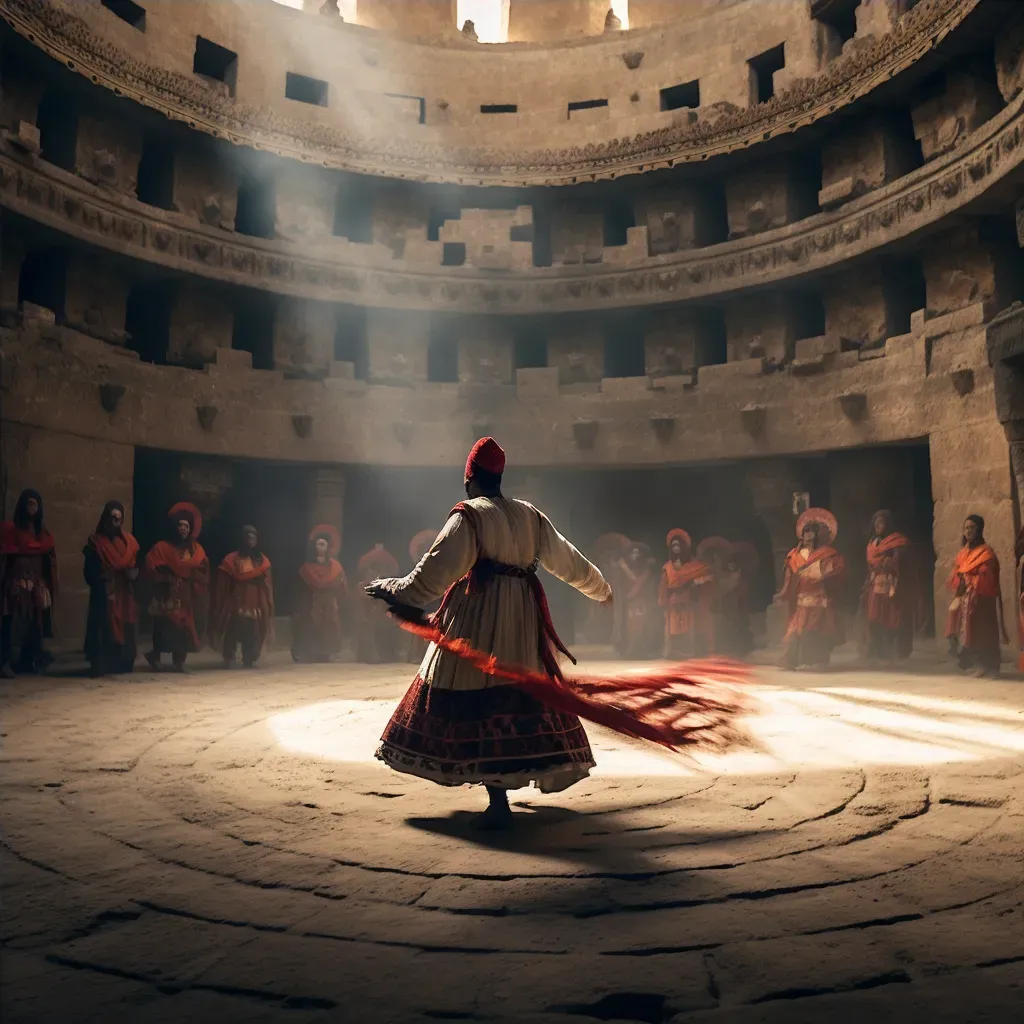 Image of a Turkish whirling dervish performing in an ancient Mayan temple - Image 4