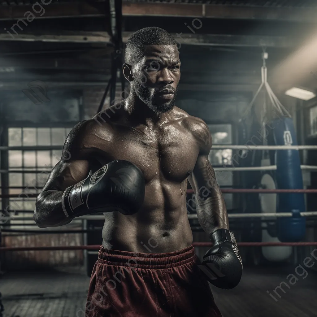 Boxer training with punching bag in gritty gym. - Image 2