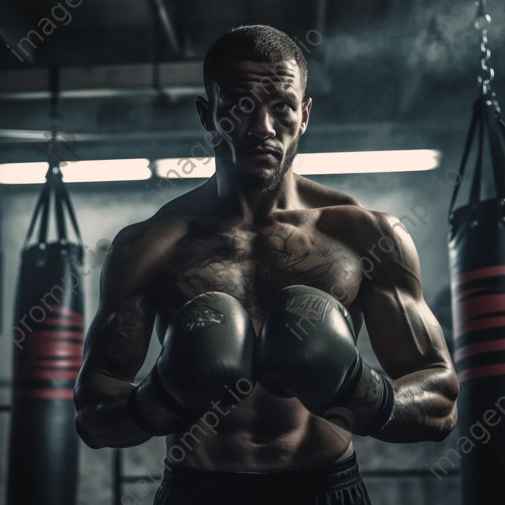 Boxer training with punching bag in gritty gym. - Image 4