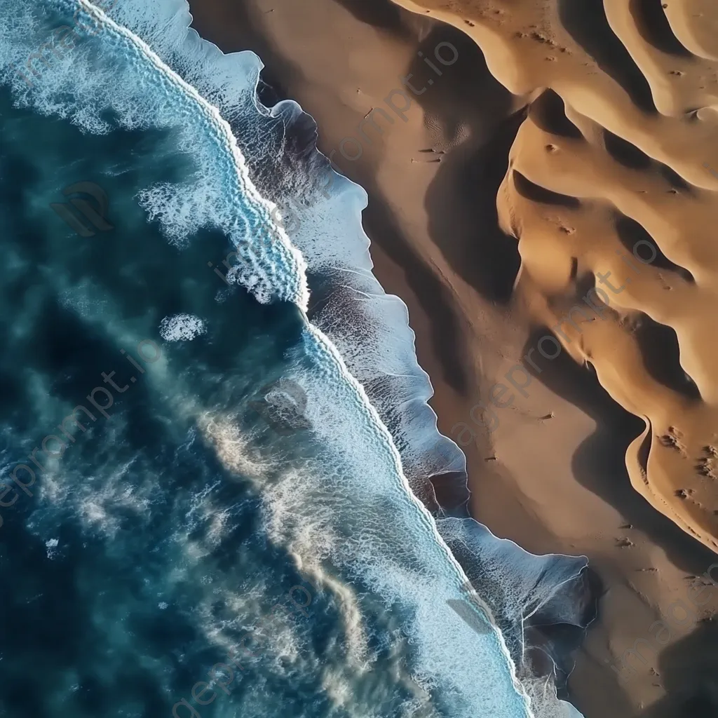 Aerial view of coastal sand dunes with ocean waves - Image 2