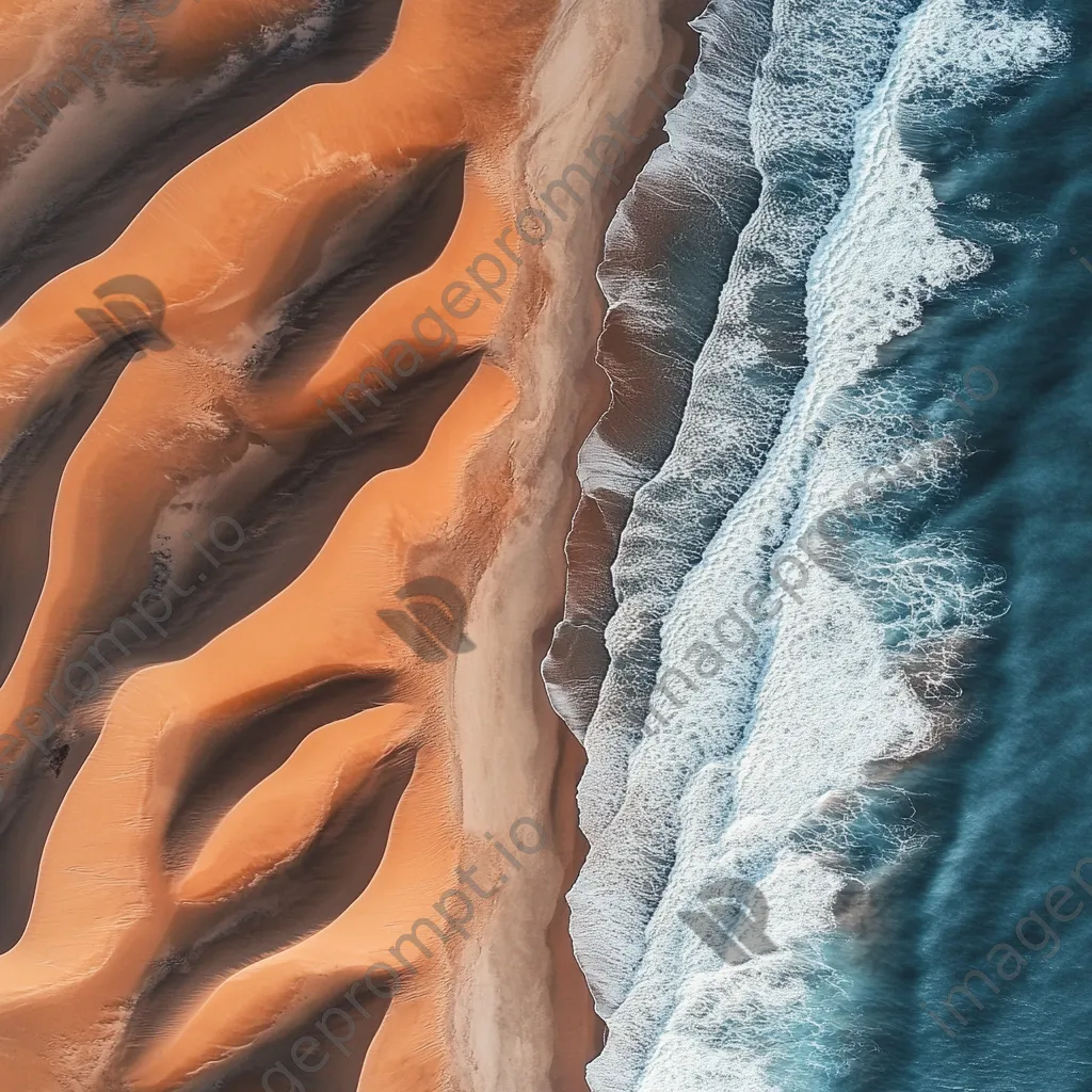 Aerial view of coastal sand dunes with ocean waves - Image 3