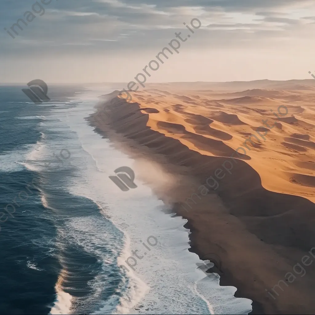 Aerial view of coastal sand dunes with ocean waves - Image 4