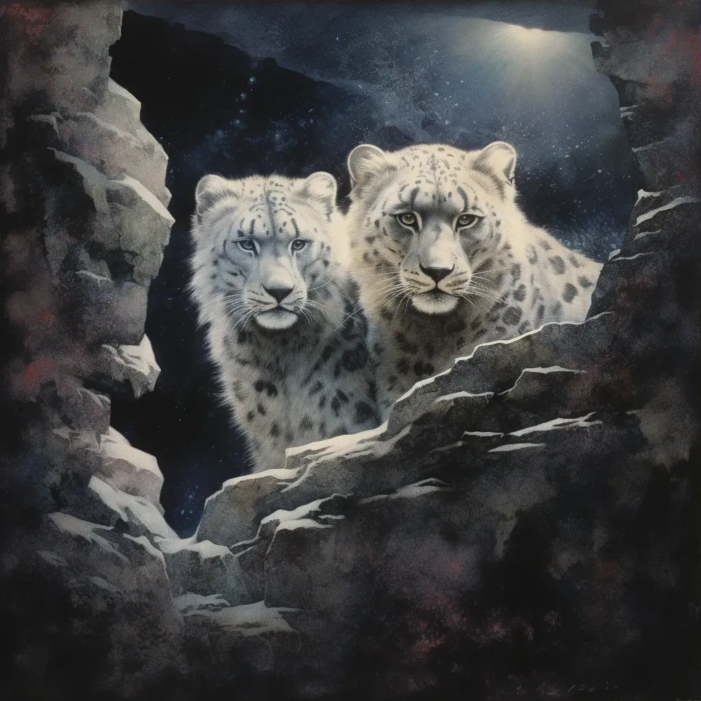 Image of endangered snow leopards navigating the rocky terrain in the Himalayan mountains - Image 3