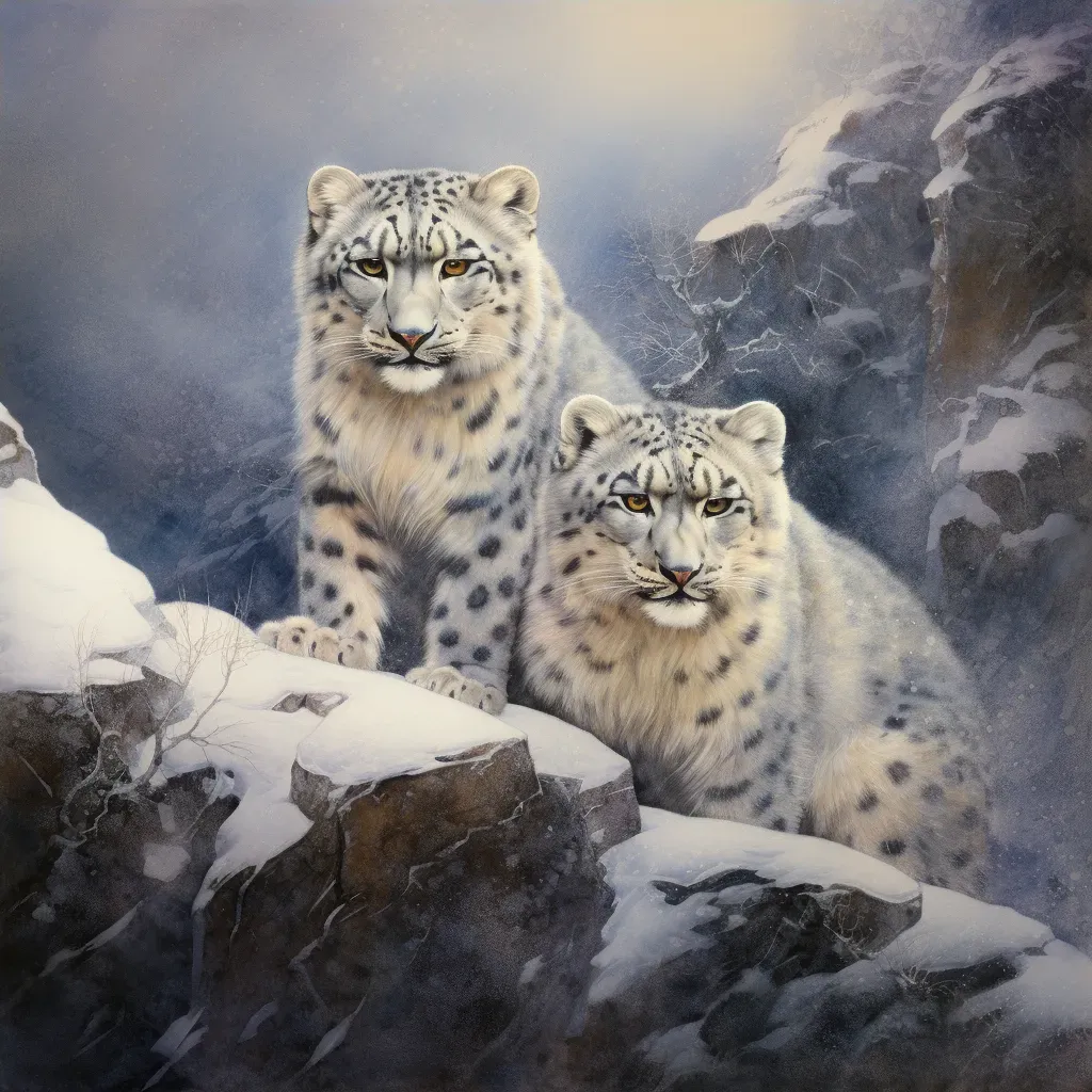 Image of endangered snow leopards navigating the rocky terrain in the Himalayan mountains - Image 4