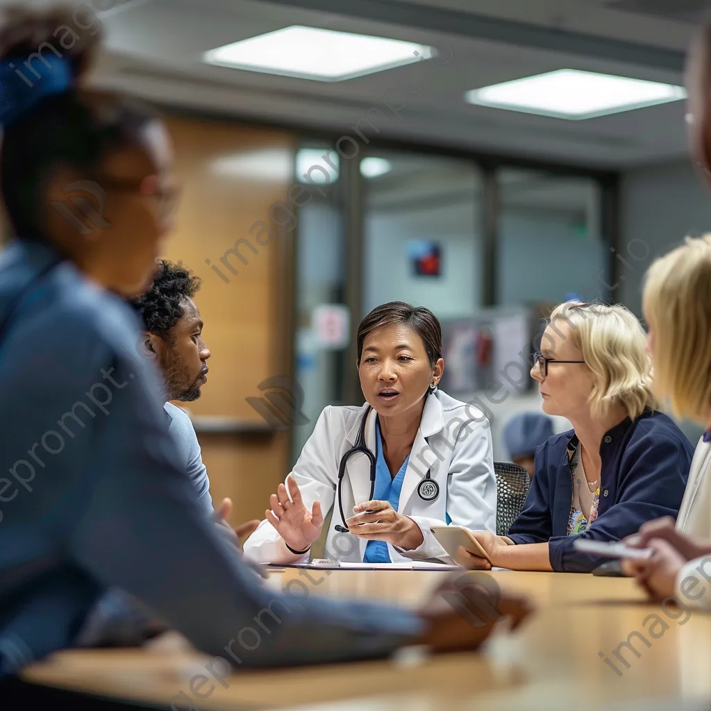 Diverse healthcare professionals in a conference room discussing patient care. - Image 3