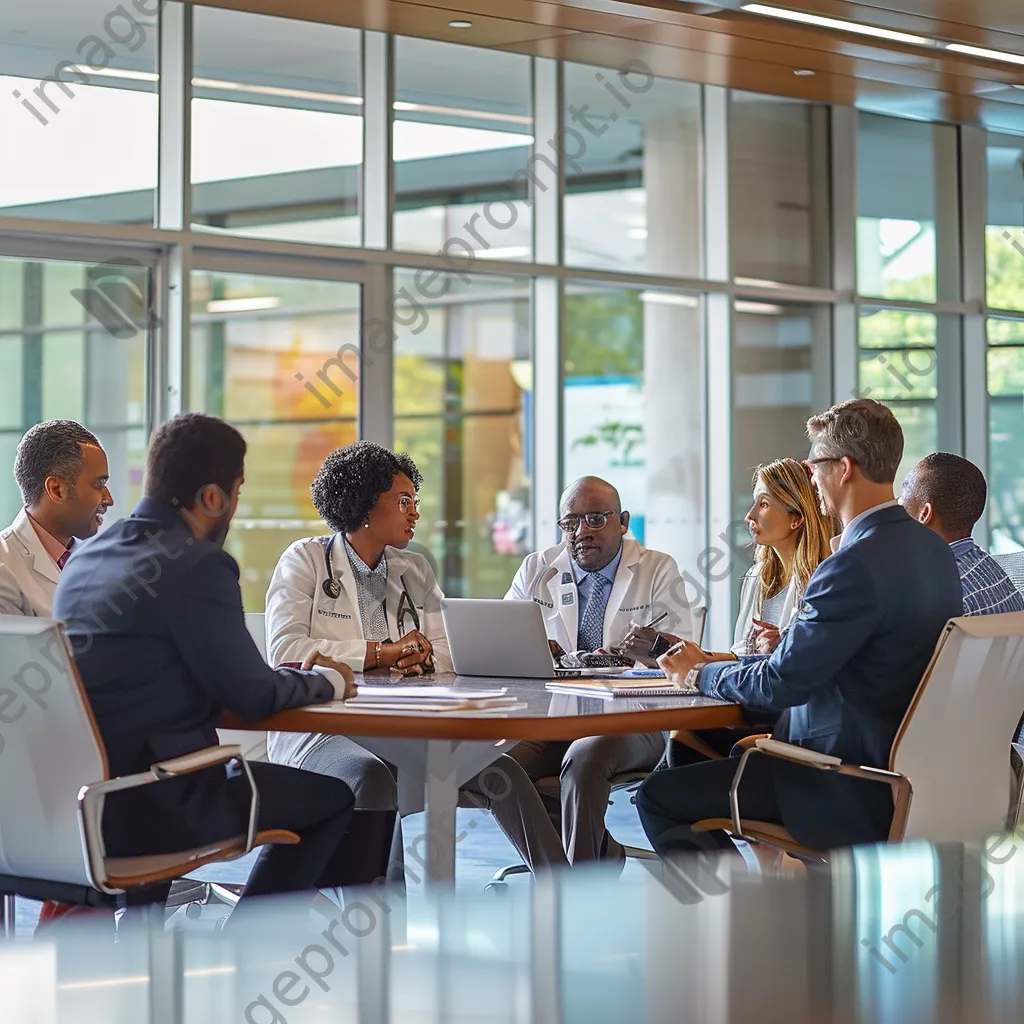 Diverse healthcare professionals in a conference room discussing patient care. - Image 4