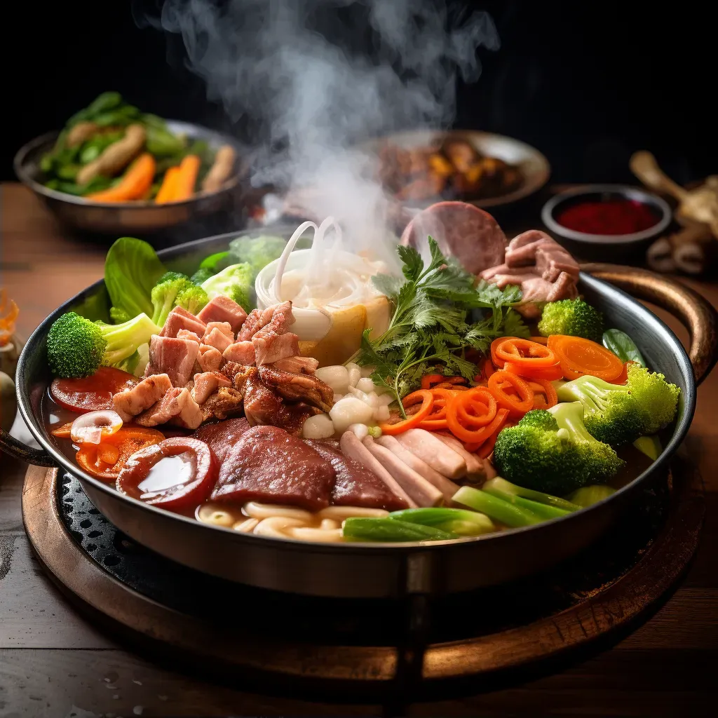 Sizzling hot pot with assorted vegetables and meat, shot on Nikon Z6 II - Image 2