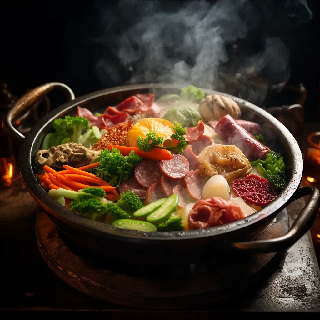 Sizzling hot pot with assorted vegetables and meat, shot on Nikon Z6 II - Image 3