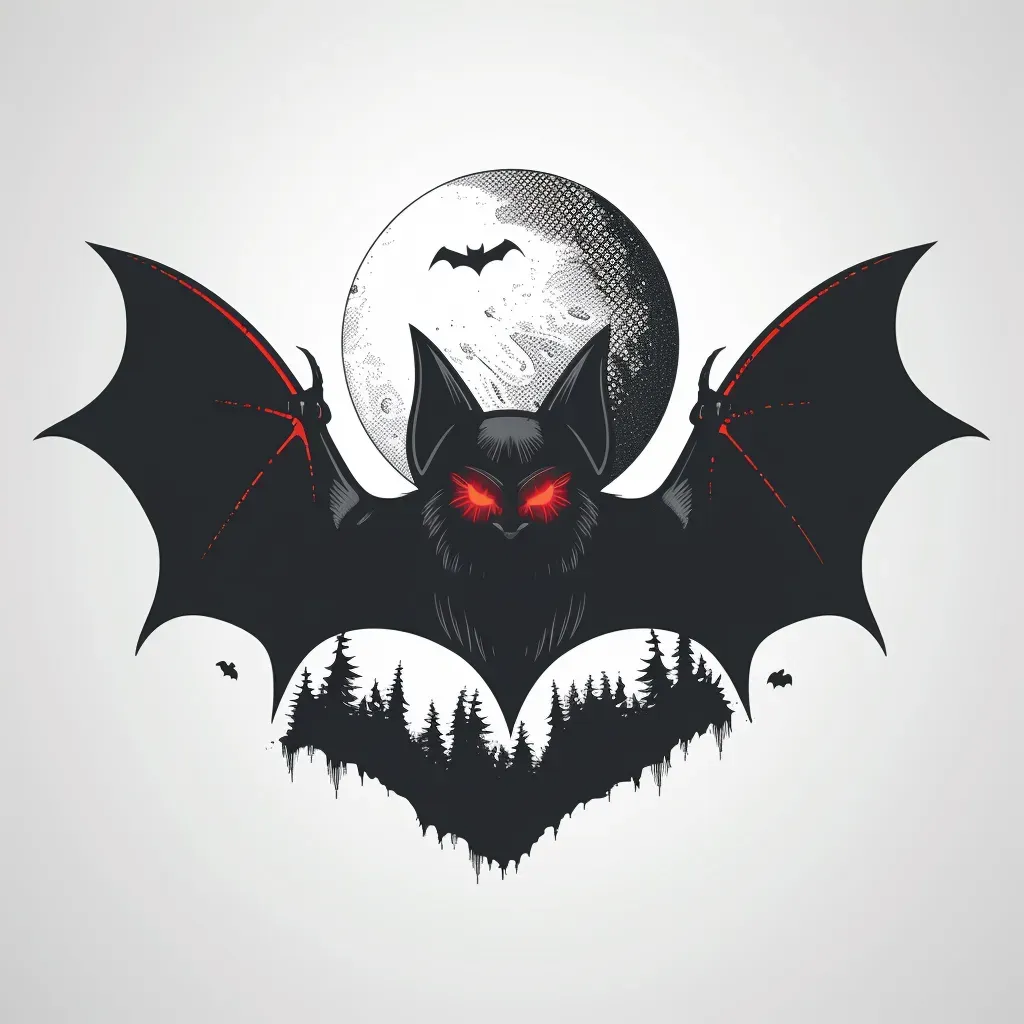 Menacing vampire bat with red eyes Halloween logo - Image 4