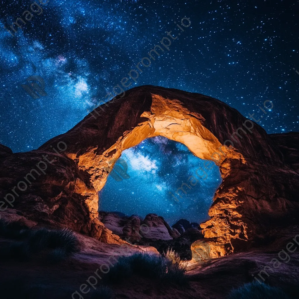 Rock arch illuminated by moonlight - Image 1