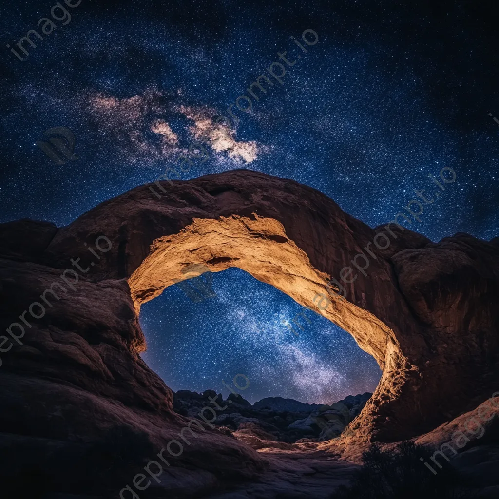 Rock arch illuminated by moonlight - Image 2