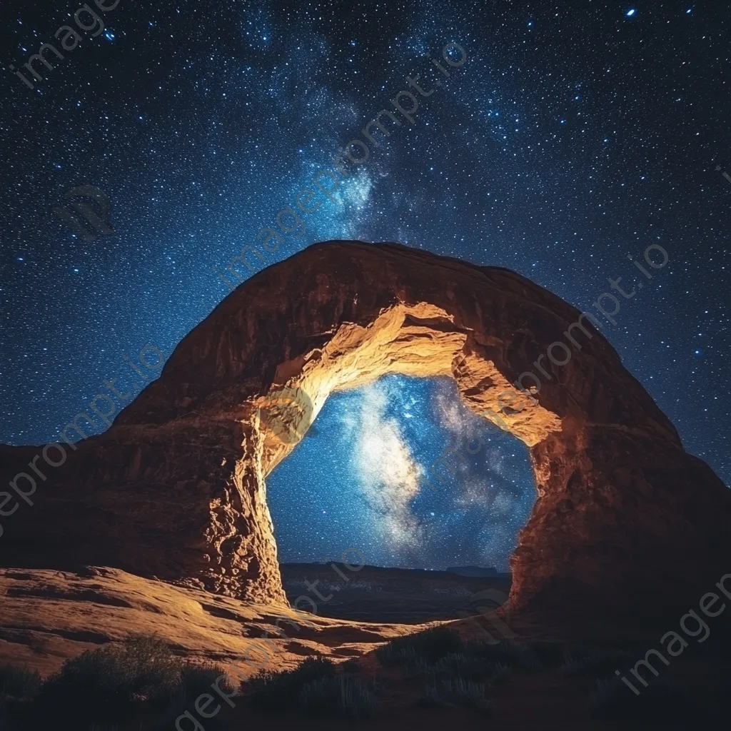 Rock arch illuminated by moonlight - Image 4