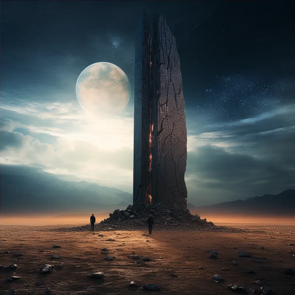 Mysterious alien monolith in a desolate, craggy Martian landscape - Image 4