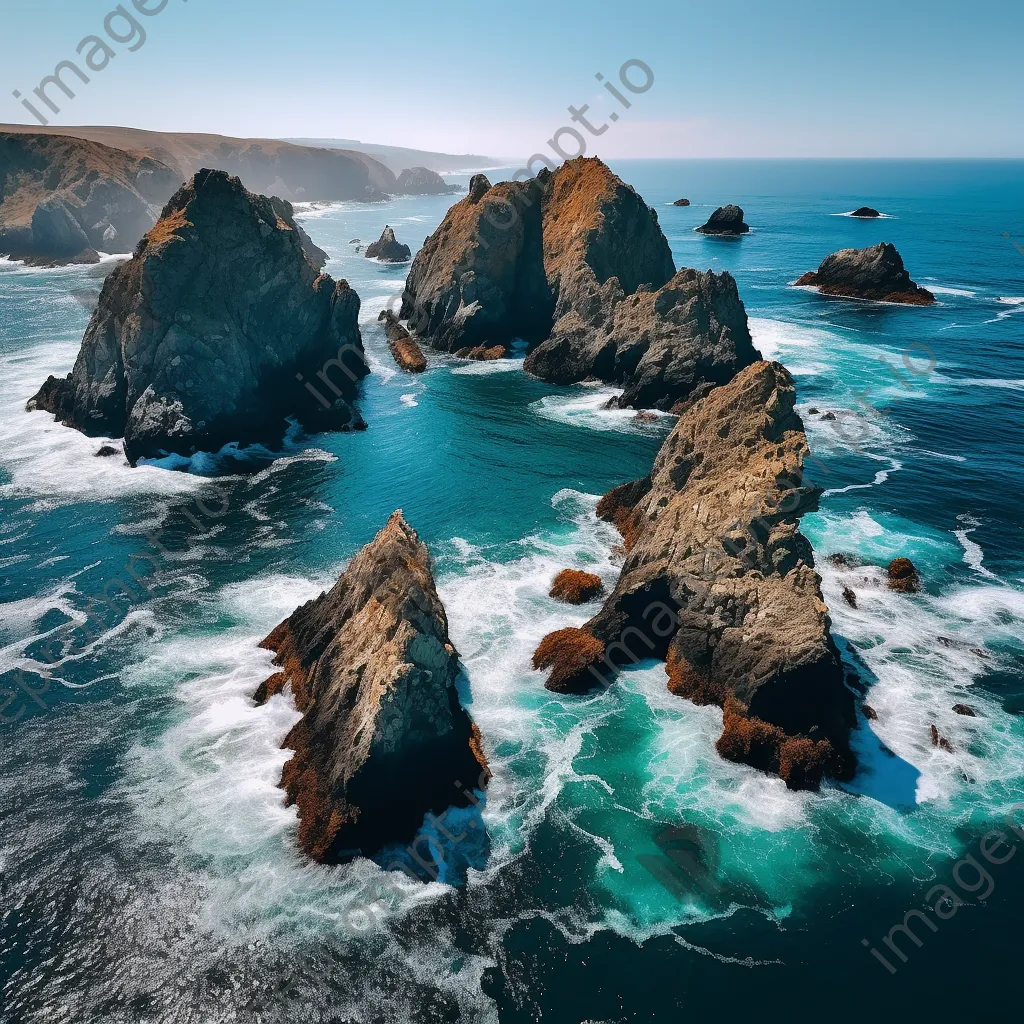 Aerial view of sea stacks and turquoise water - Image 3