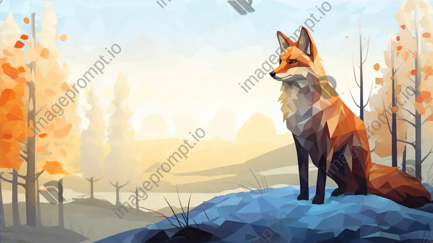 Geometric representation of a fox in snowy wilderness - Image 4