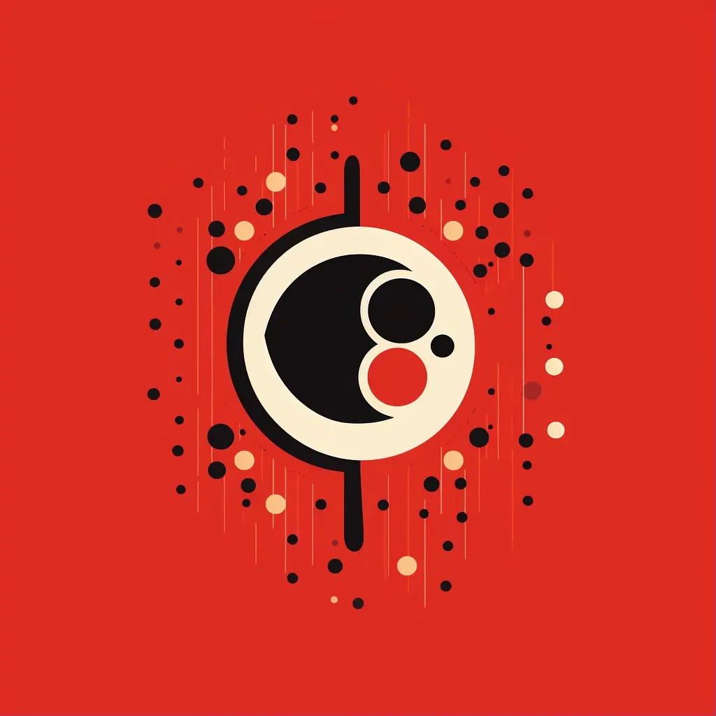 Logo for a molecular gastronomy restaurant with a stylized spoon icon in red and black colors on a white grid background - Image 1