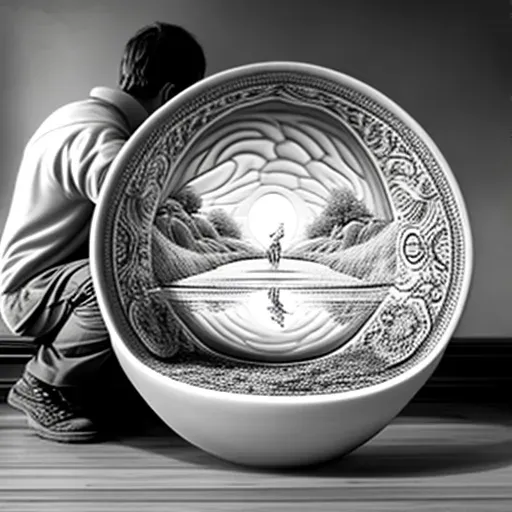 Image of a seer gazing into a bowl of water reflecting a future battle - Image 1