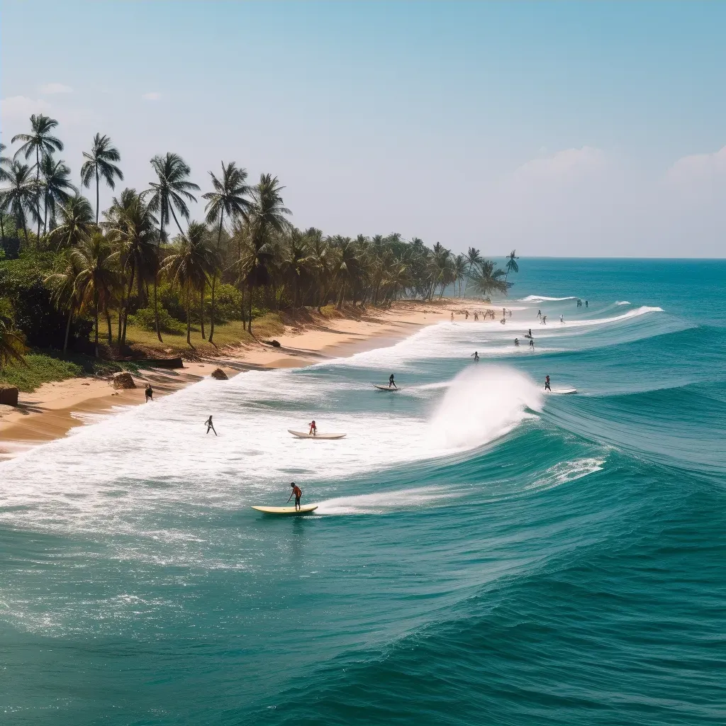 Surfing competition on tropical beach with surfers - Image 4