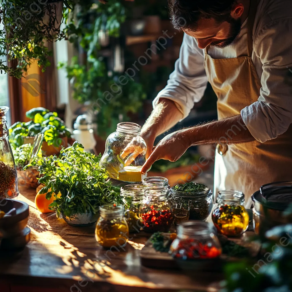 Artisan making flavored butter with herbs and spices in a bright kitchen setting - Image 2