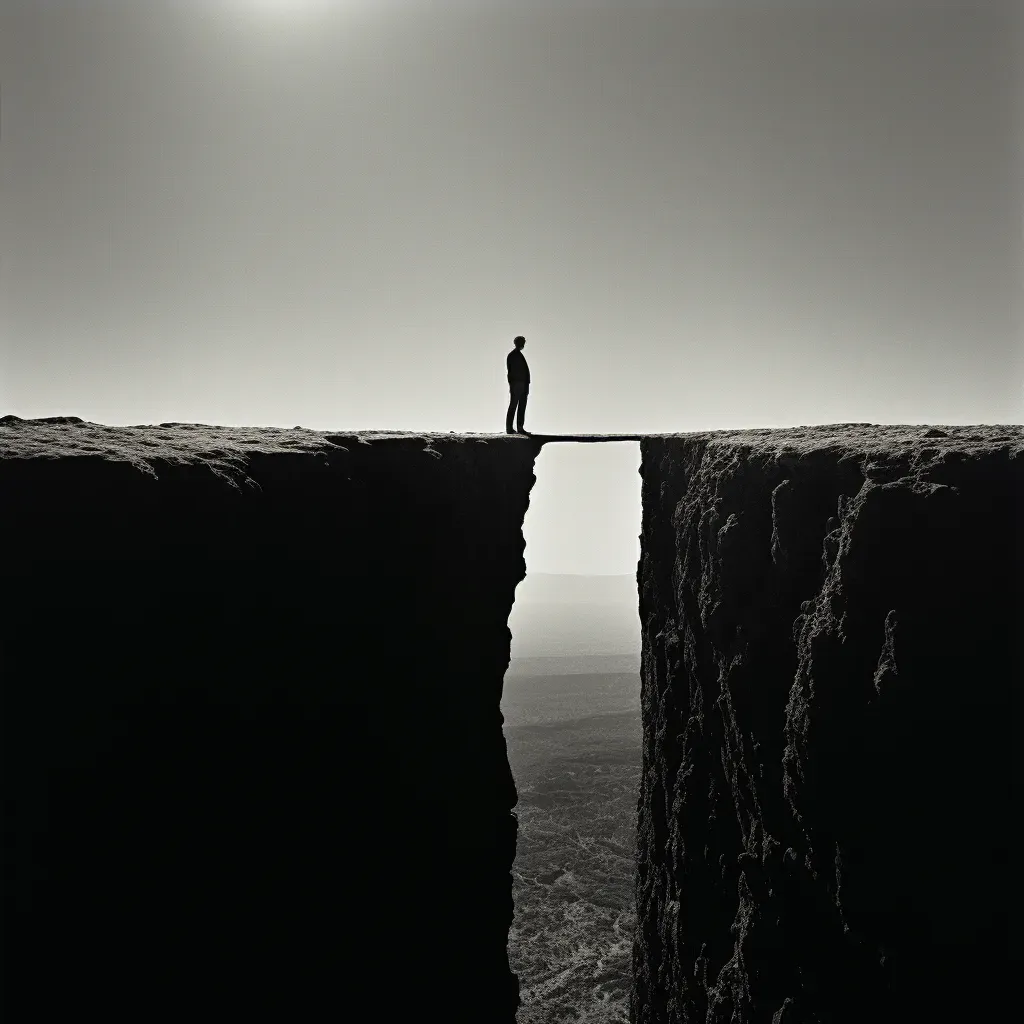 Image of a man observing the horizon from a cliff