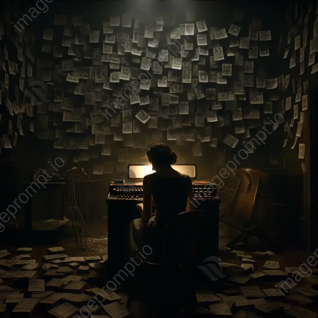 A tense scene depicting the deciphering of a secret coded message in chiaroscuro style - Image 3