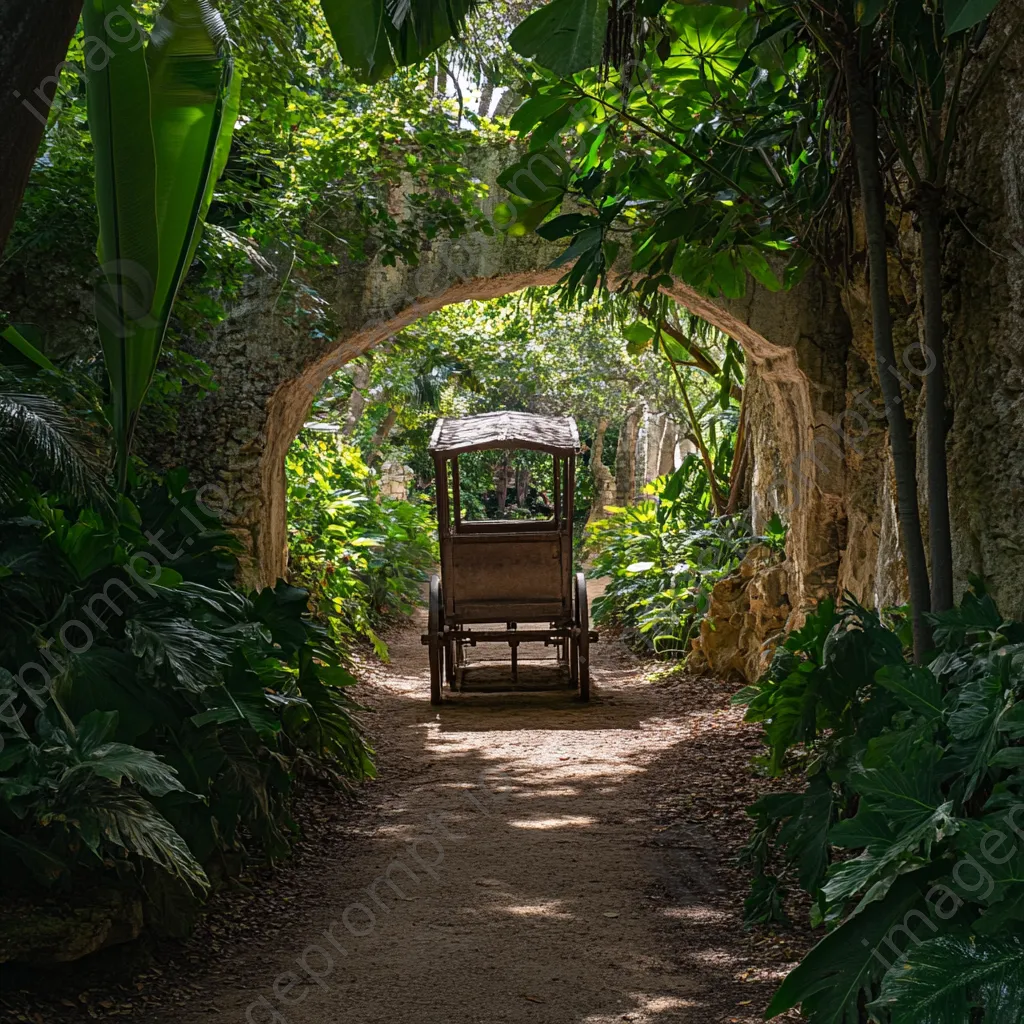 Entrance of historic salt mine with greenery and cart - Image 4