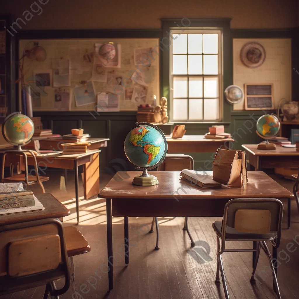 Traditional classroom setup with vintage decor and educational materials. - Image 1