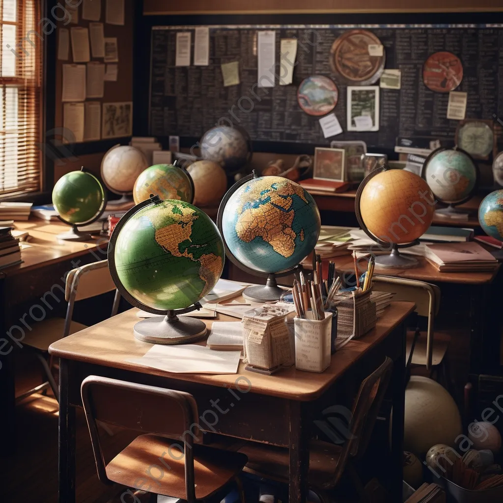 Traditional classroom setup with vintage decor and educational materials. - Image 2