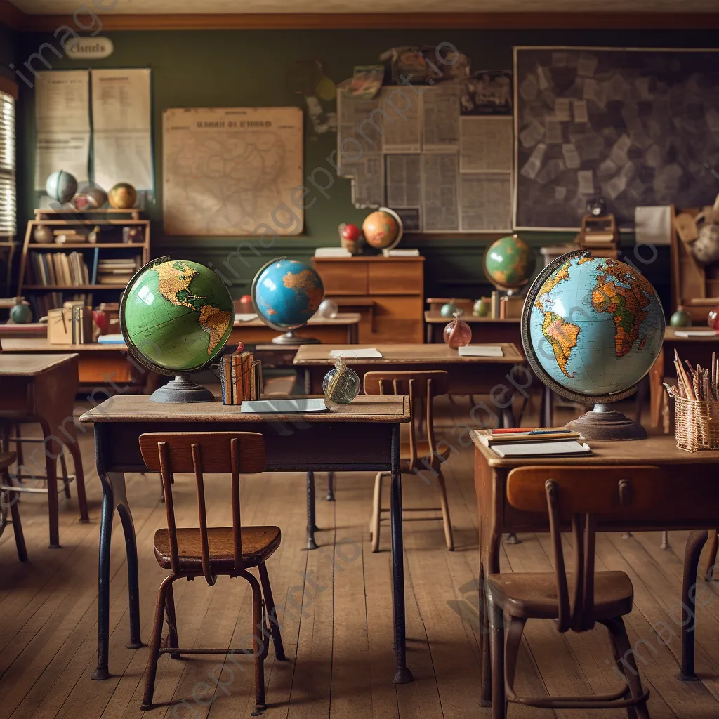 Traditional classroom setup with vintage decor and educational materials. - Image 4