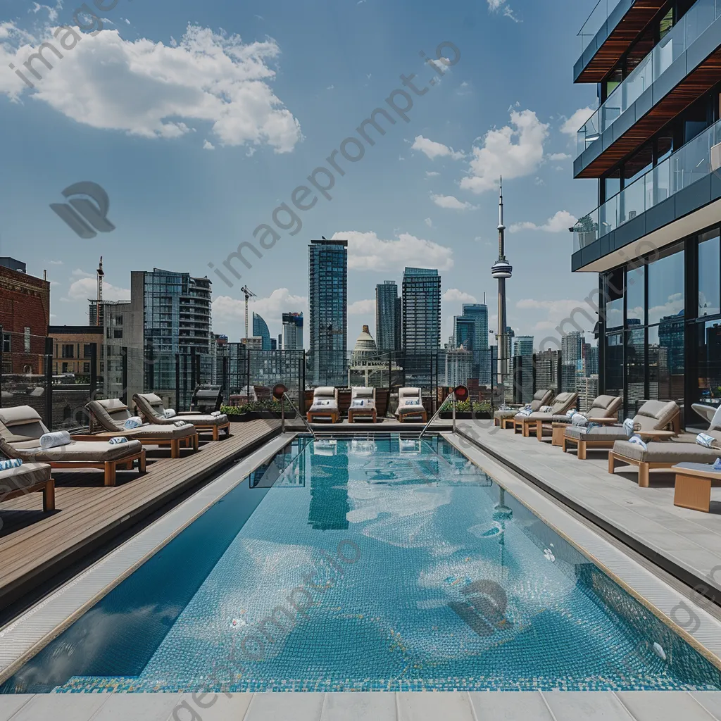 Rooftop pool with city skyline in the background - Image 1