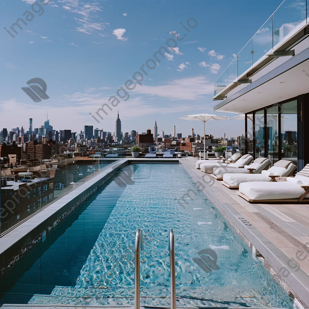 Rooftop pool with city skyline in the background - Image 4