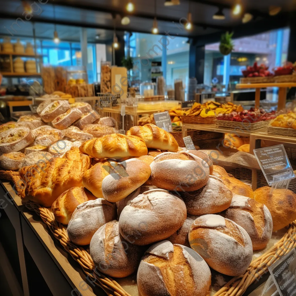 Interior of a busy bakery with fresh pastries and smiling customers - Image 1