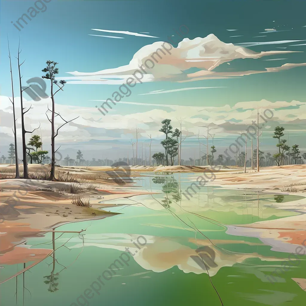 Artistic mirror reflecting desolate wastelands amidst verdant scenery, underscoring deforestation - Image 4