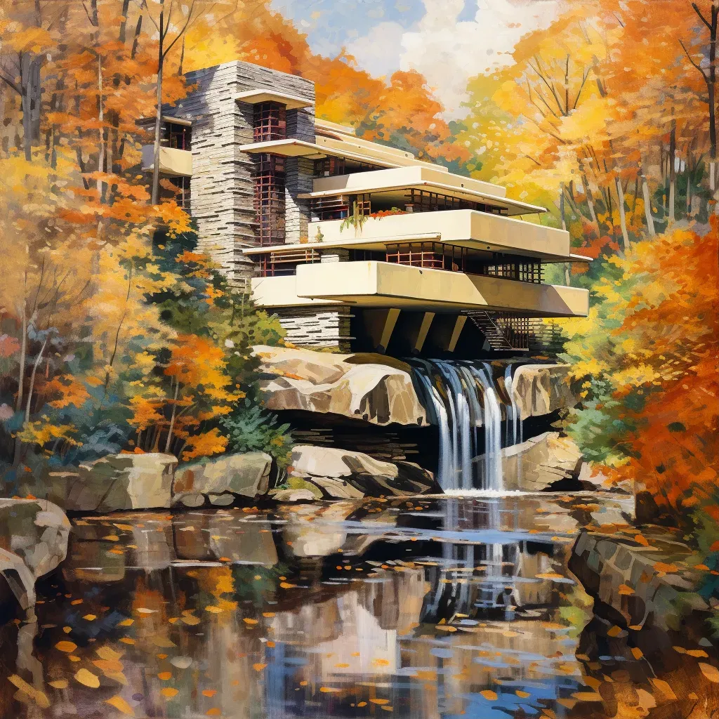 Autumn Reflections at a Modern Architectural Marvel