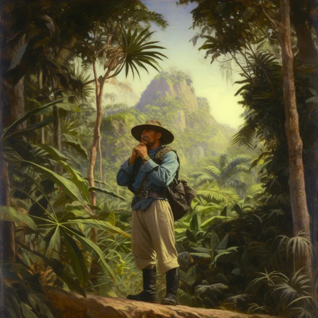 Person with binoculars looking into dense jungle - Image 3