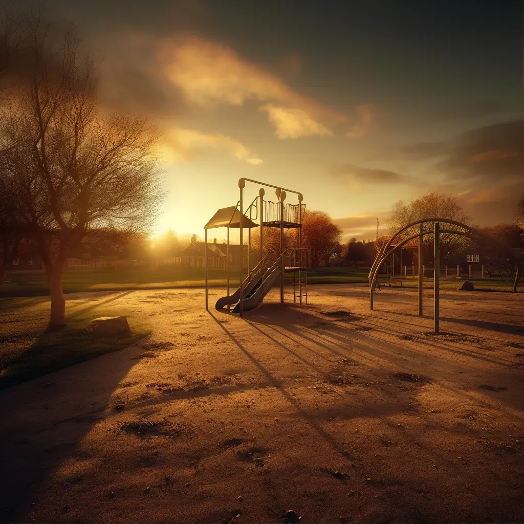 Empty playground under sunset sky - Image 1