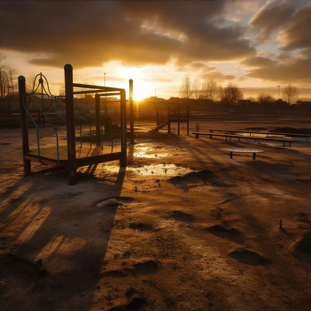 Empty playground under sunset sky - Image 4