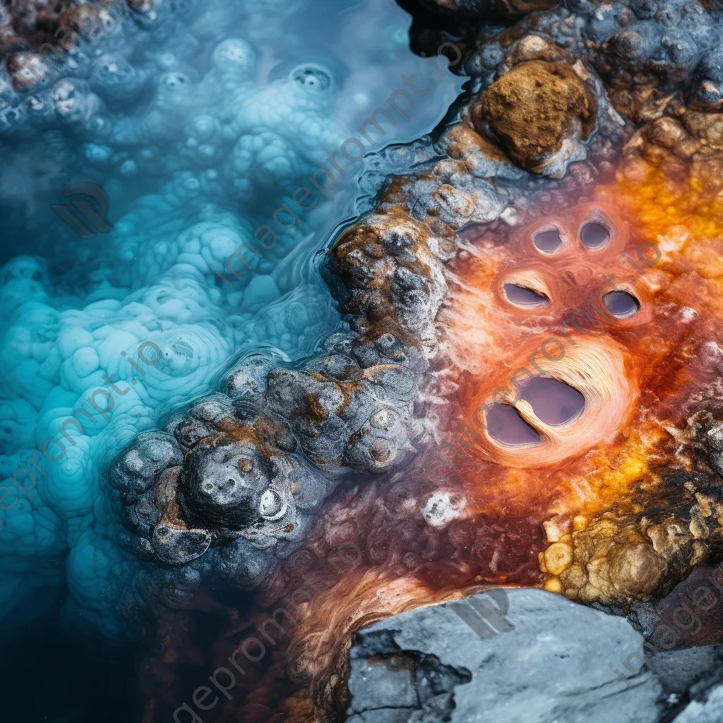 Close-up of colorful mineral deposits from a geothermal spring. - Image 2