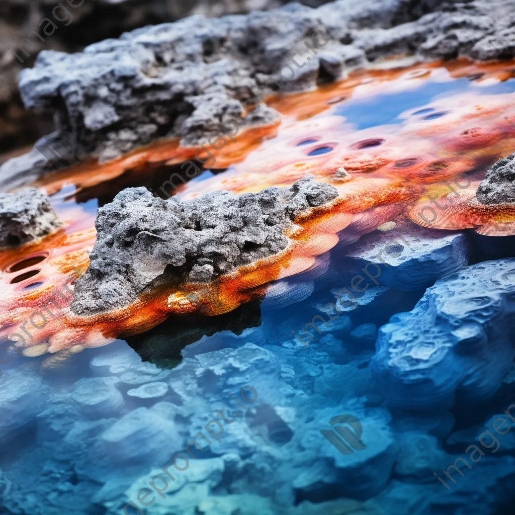 Close-up of colorful mineral deposits from a geothermal spring. - Image 3