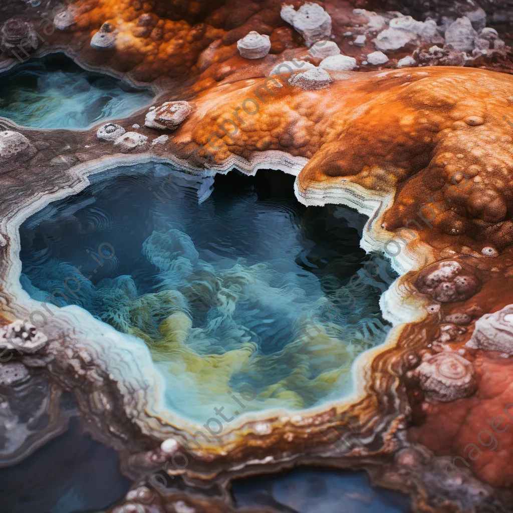 Close-up of colorful mineral deposits from a geothermal spring. - Image 4