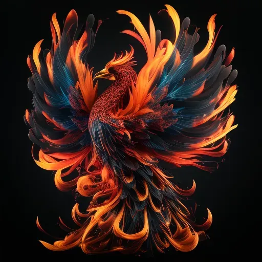 Phoenix rising from flames with colorful transformation - Image 2