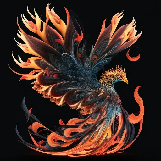 Phoenix rising from flames with colorful transformation - Image 3