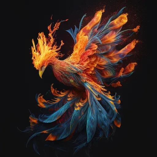 Phoenix rising from flames with colorful transformation - Image 4