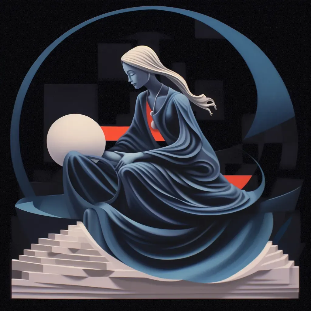 Majestic image of a lunar goddess weaving the phases of the moon - Image 2