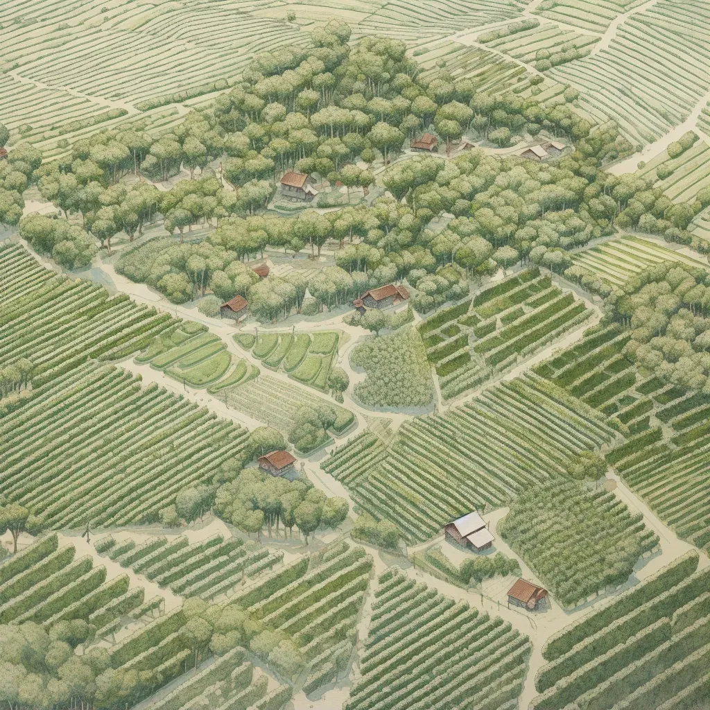 Aerial view of vineyard with geometric patterns - Image 1