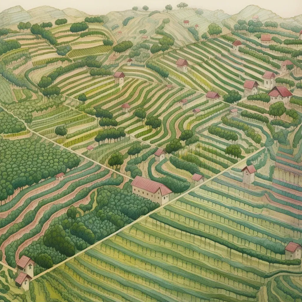 Aerial view of vineyard with geometric patterns - Image 2