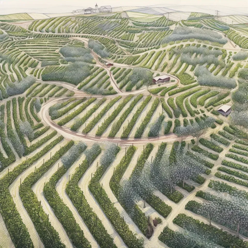 Aerial view of vineyard with geometric patterns - Image 3