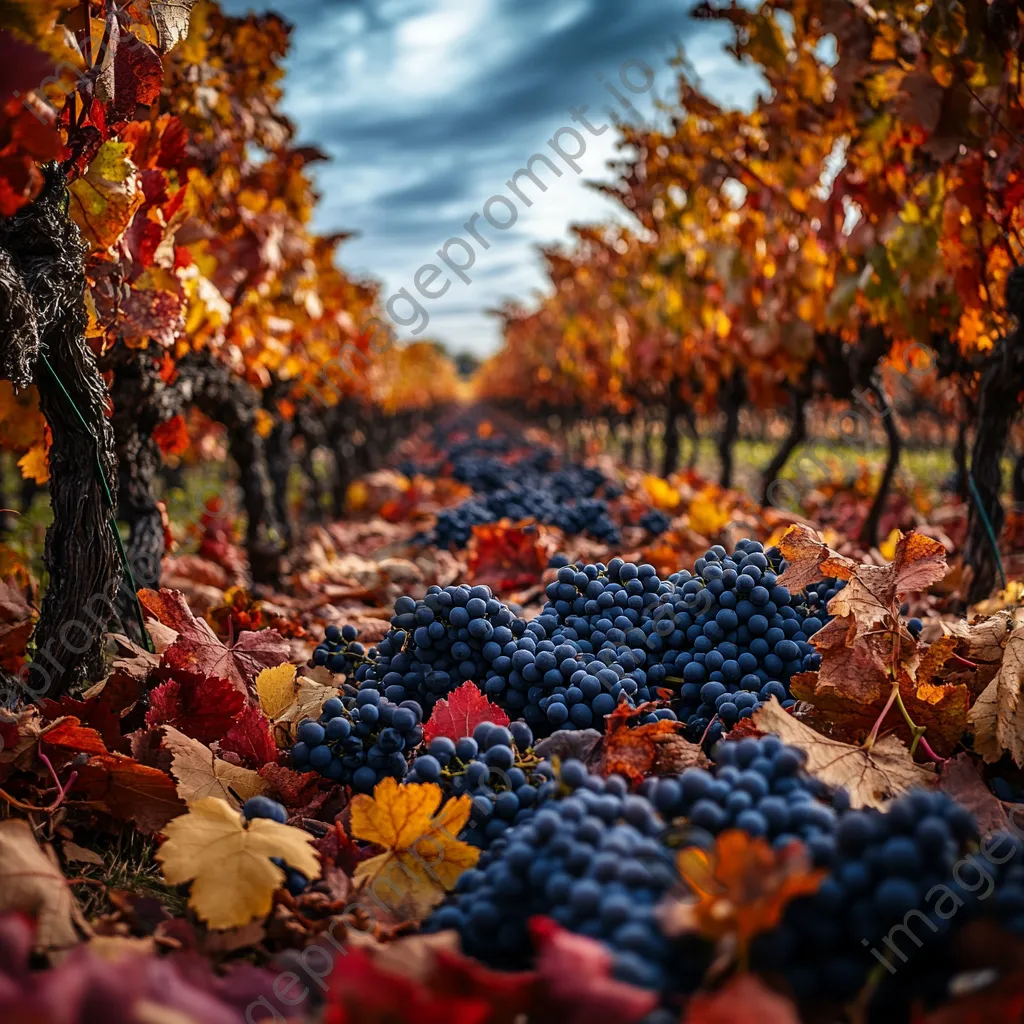 Grapes hanging in an autumn vineyard - Image 2