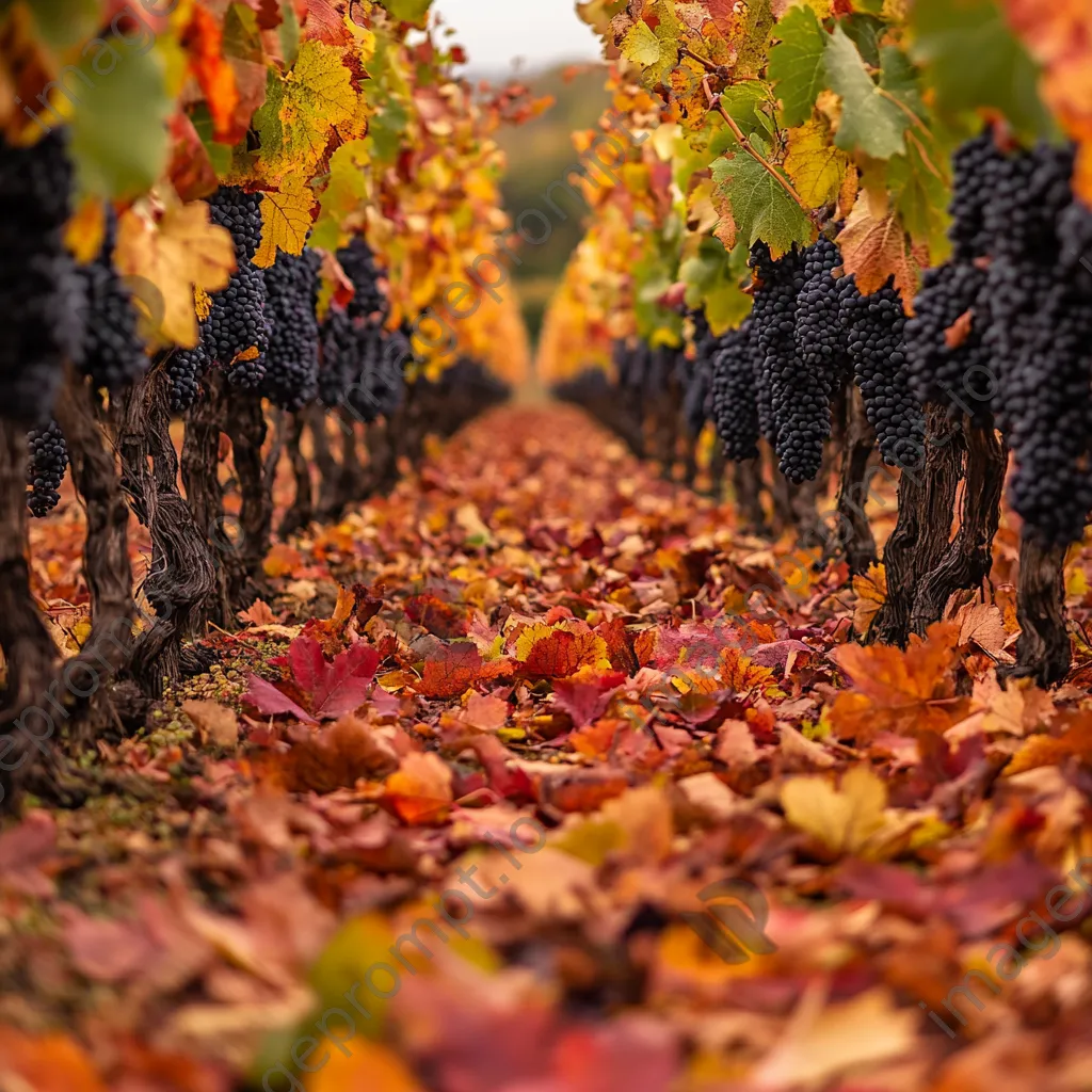 Grapes hanging in an autumn vineyard - Image 3